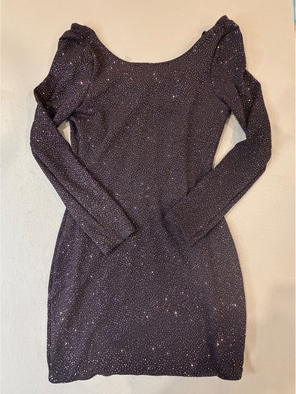NWT Emerald Sundae Black Sparkly Long Sleeve Off Shoulder Dress M